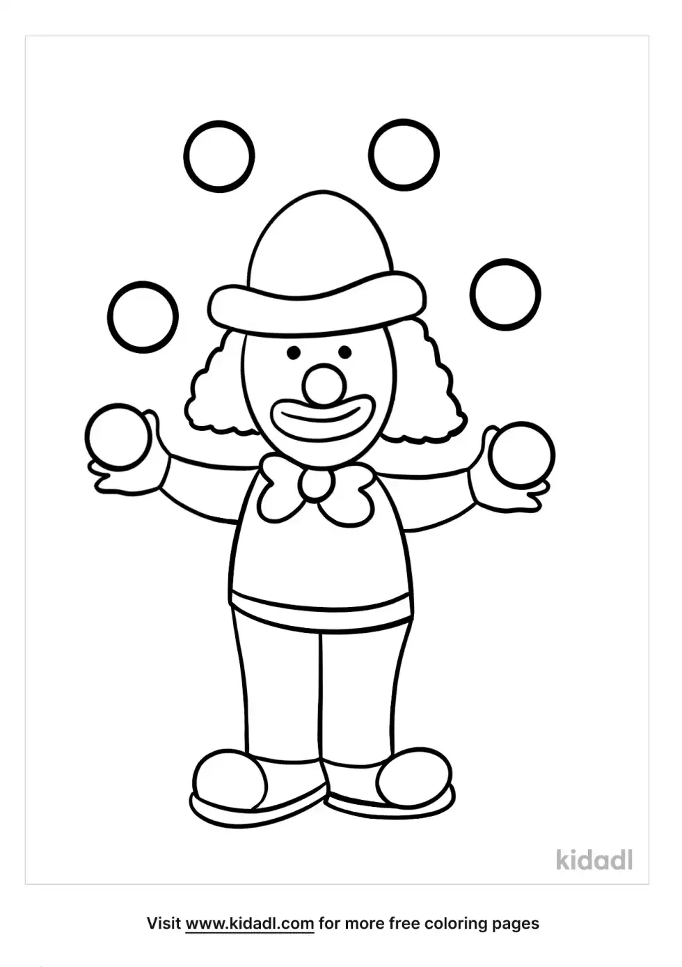 Clown Juggling Balls Coloring Page