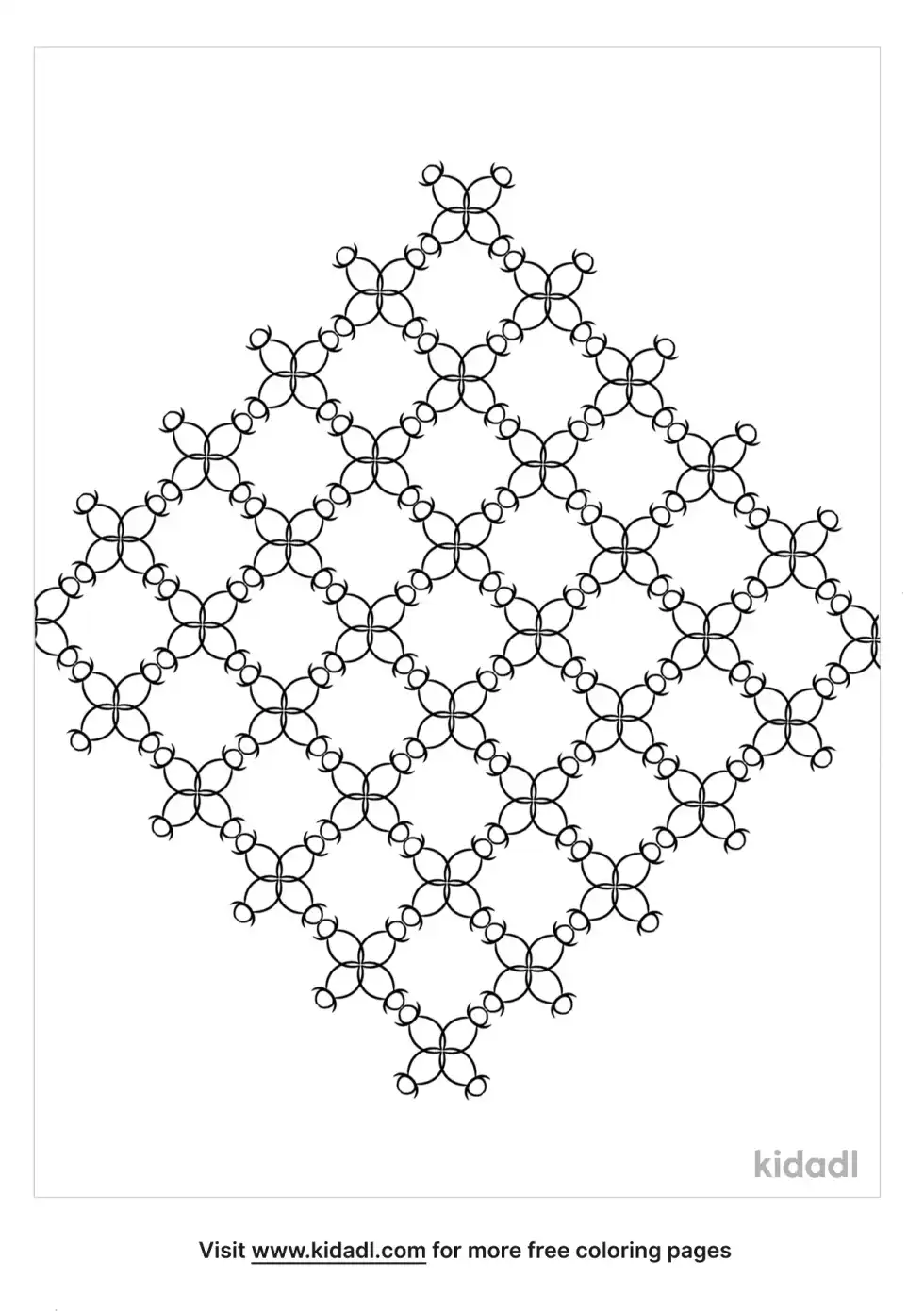 Floral Mosaic Tile Coloring Page