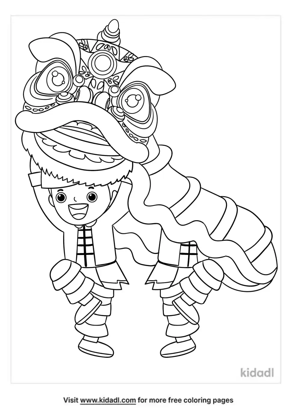 Chinese Lion Dance Coloring Page
