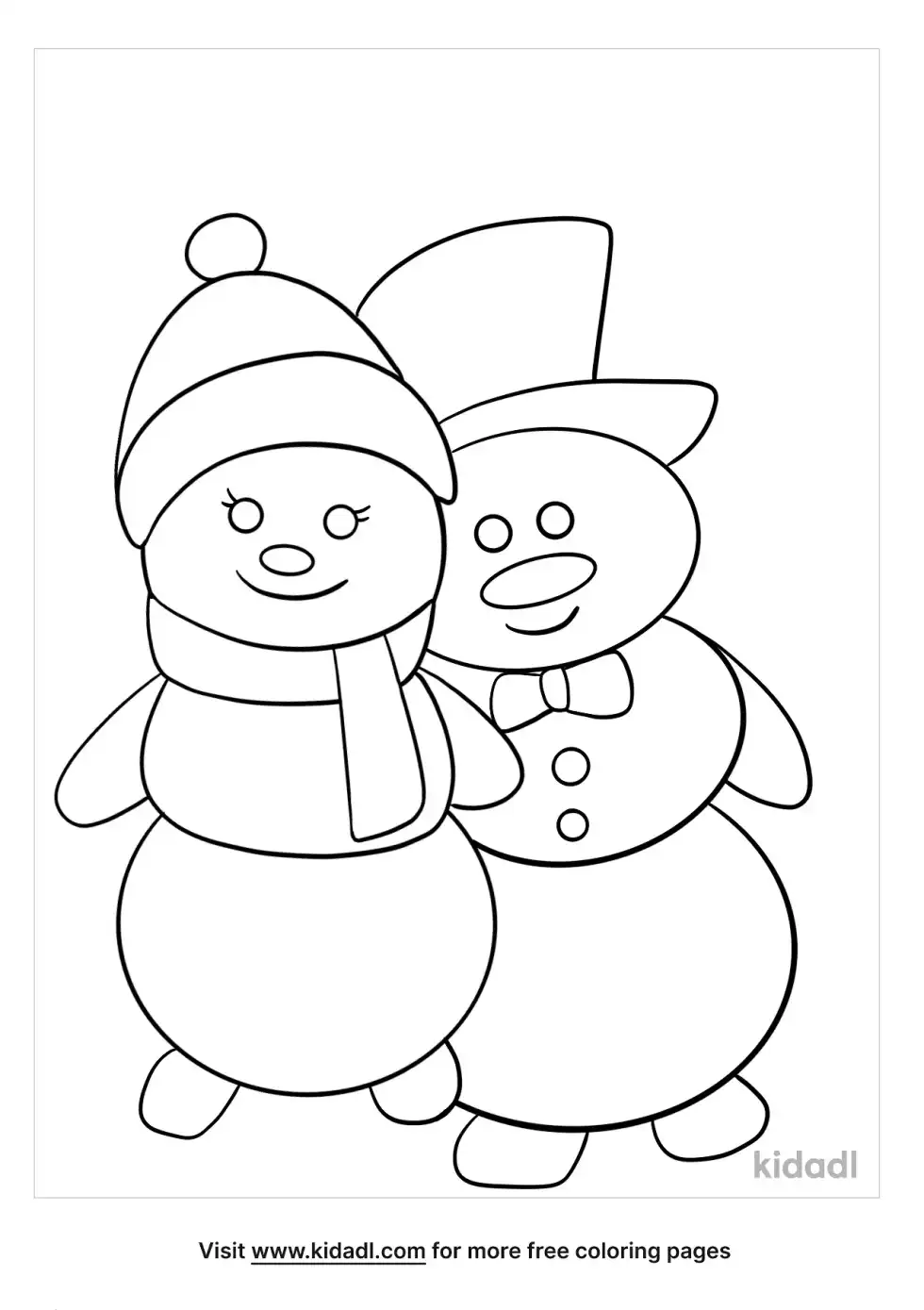 Snowman Couple Coloring Page