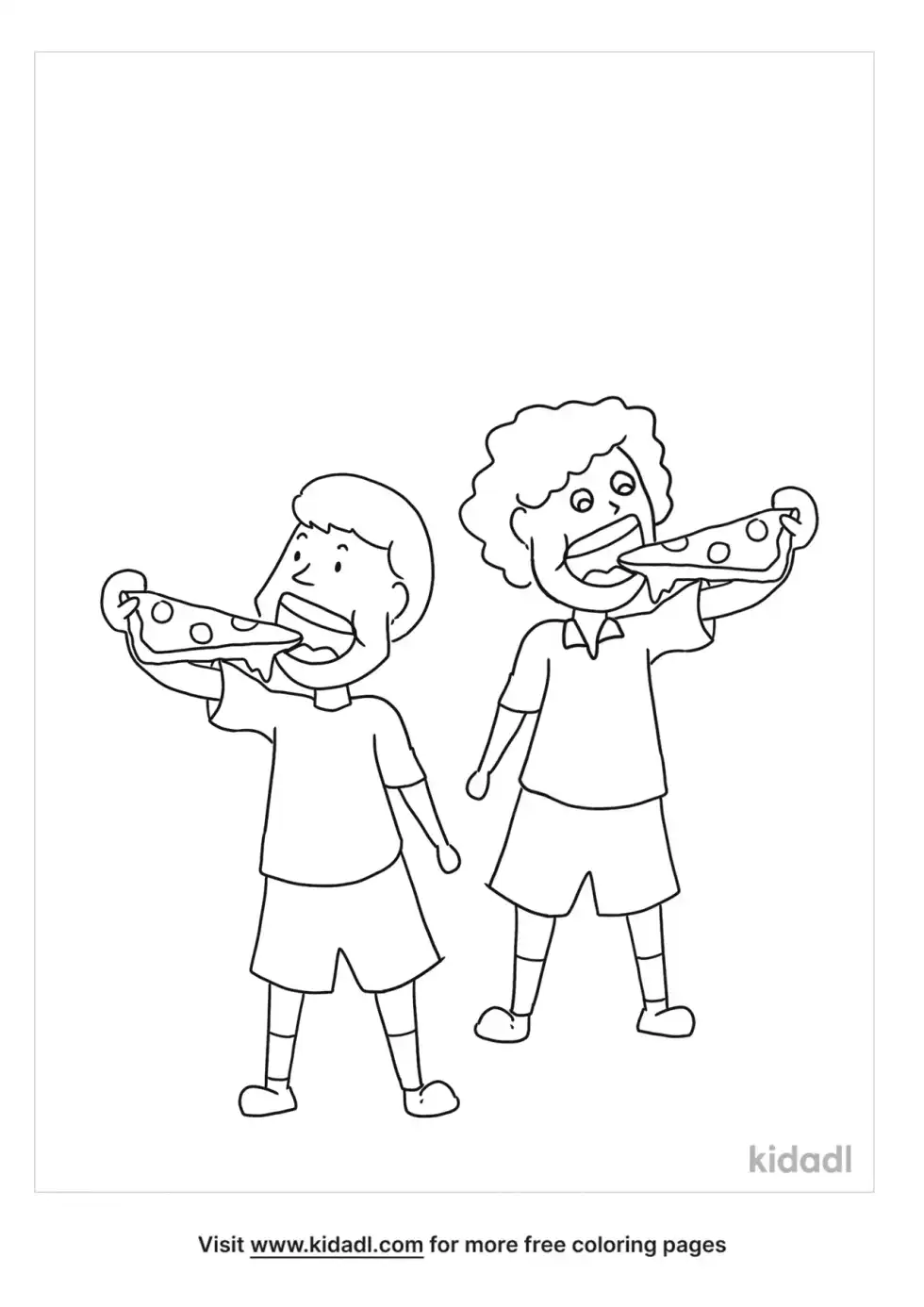 Kids With Pizza Coloring Page