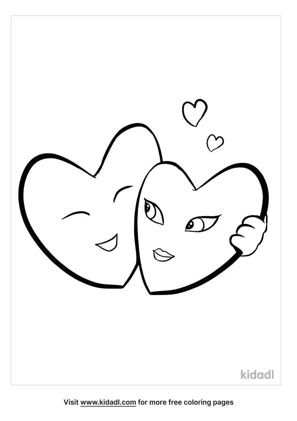 Two Loving Hearts Coloring Page