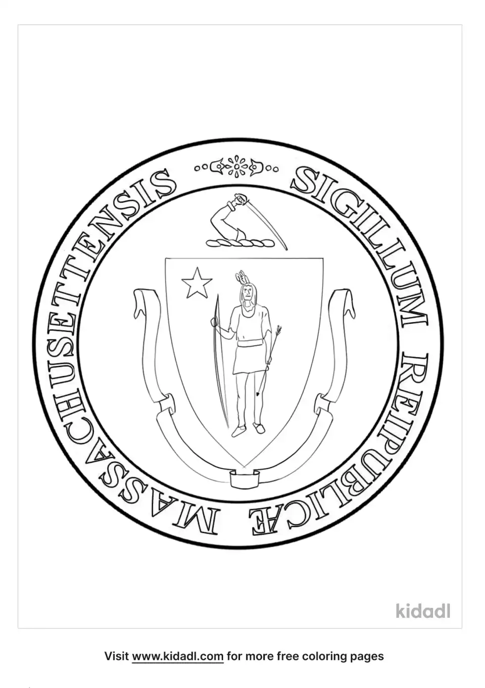 Massachusetts State Seal Coloring Page