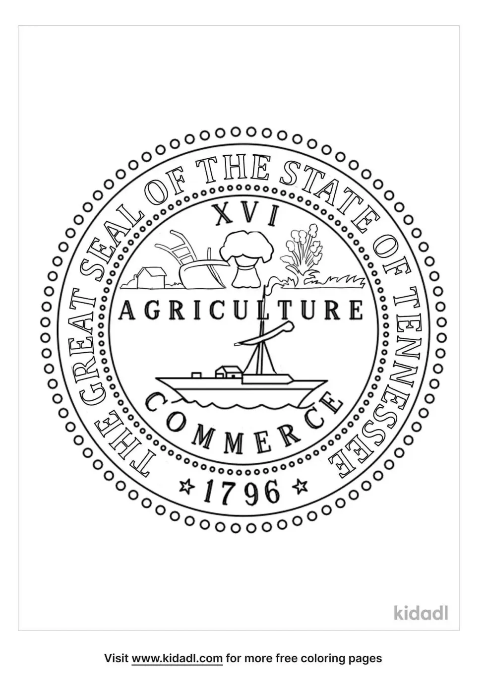 Tennessee State Seal Coloring Page