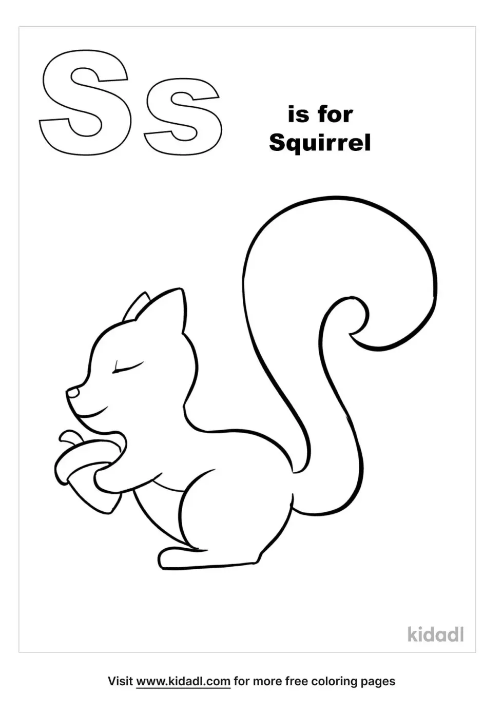 S Is For Squirrel Coloring Page