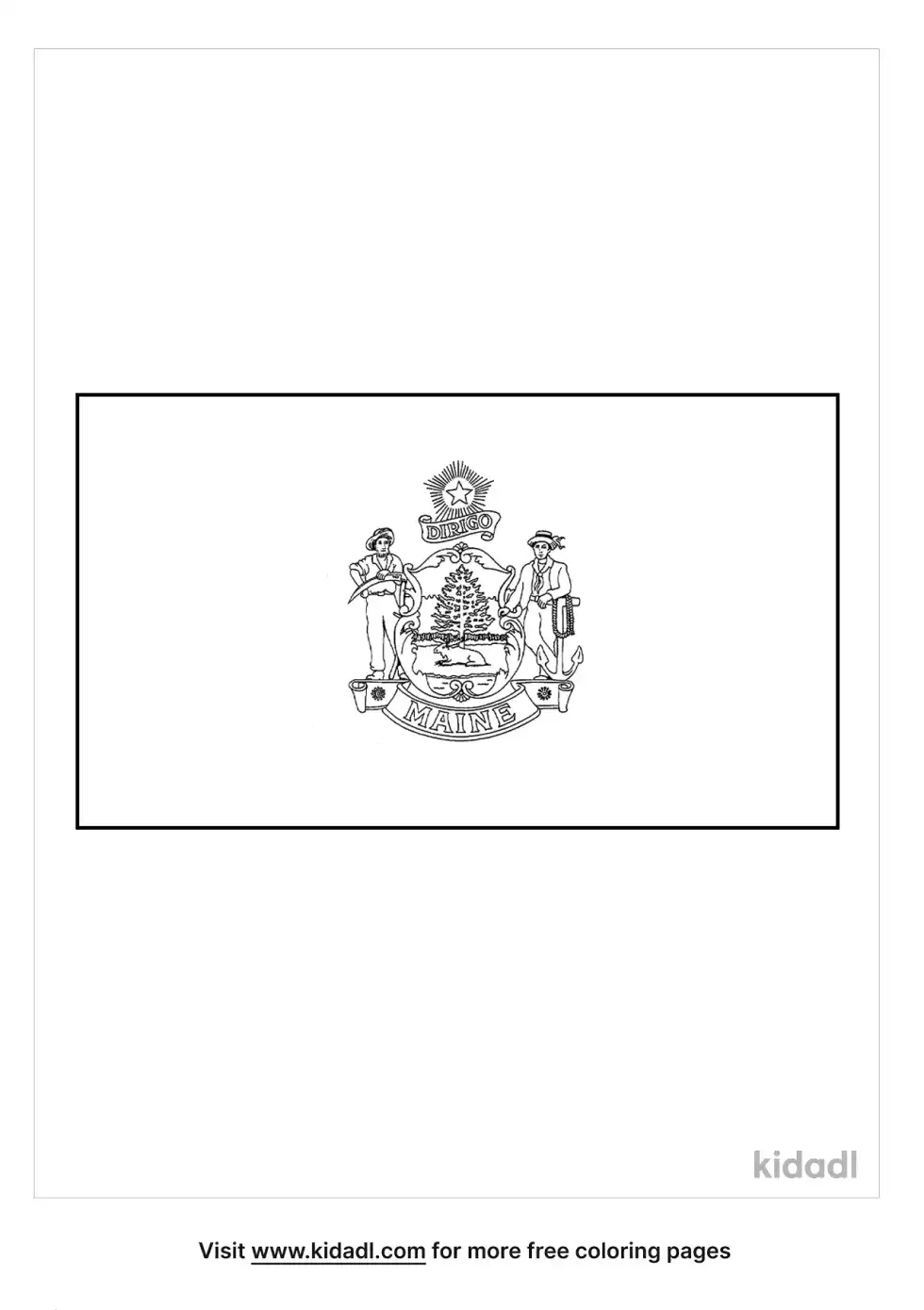 Maine State Flag Coloring Page