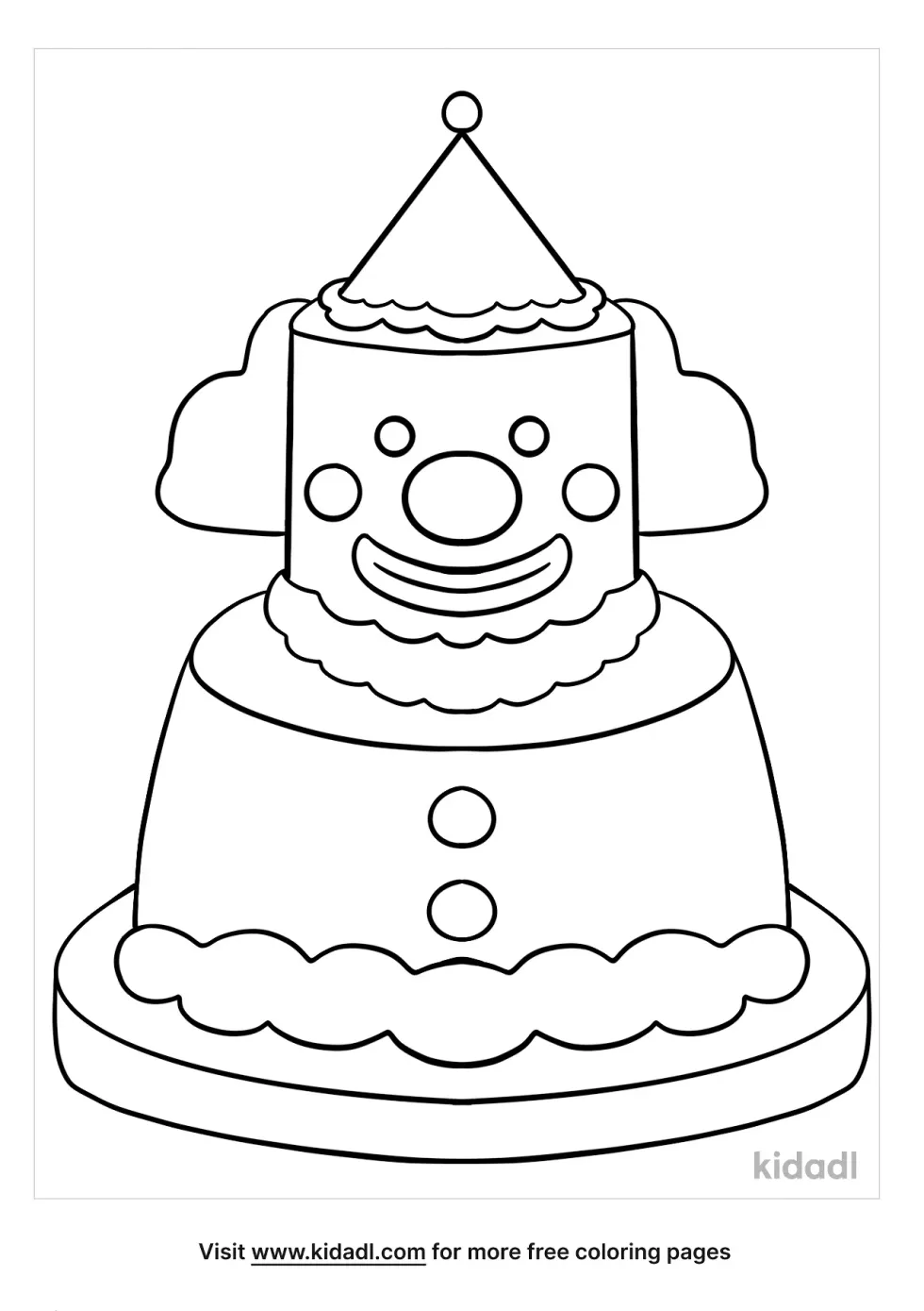 Clown Cake Coloring Page