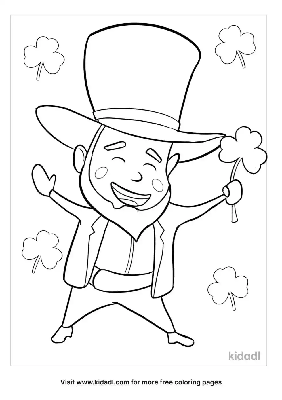 Leprechauns And Shamrocks Coloring Page
