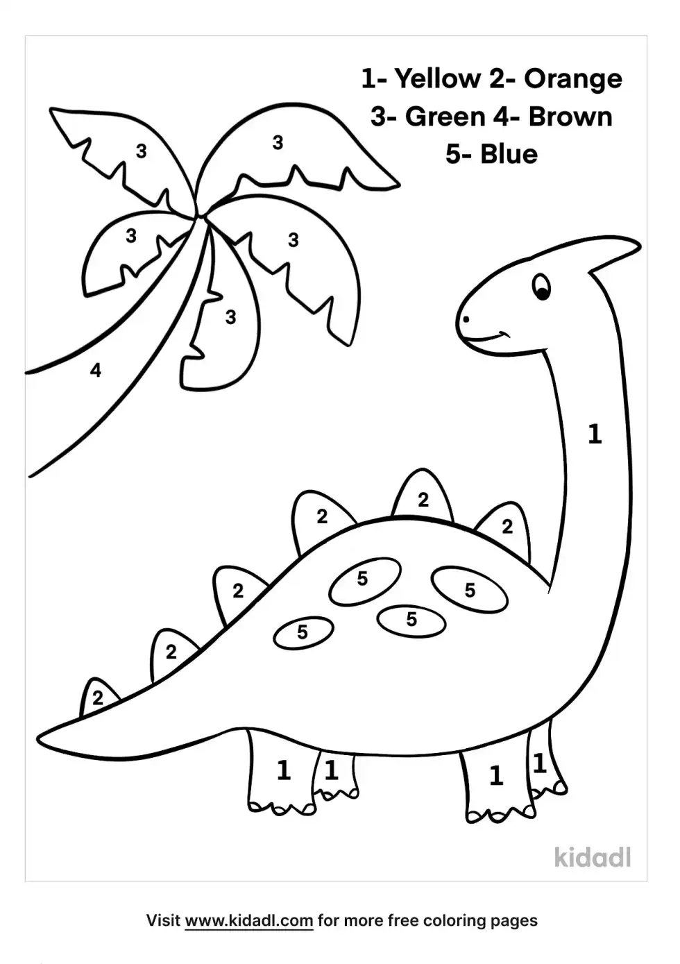 Dinosaur Color By Numbers Coloring Page