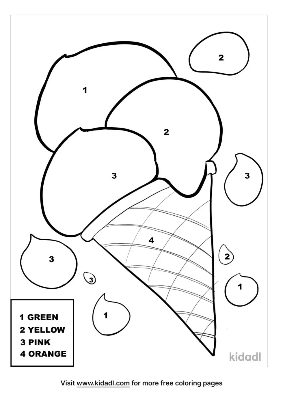 Ice Cream Color By Numbers | Kidadl