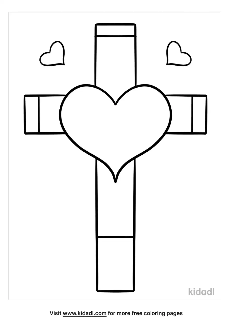 Cross And Heart Coloring Page