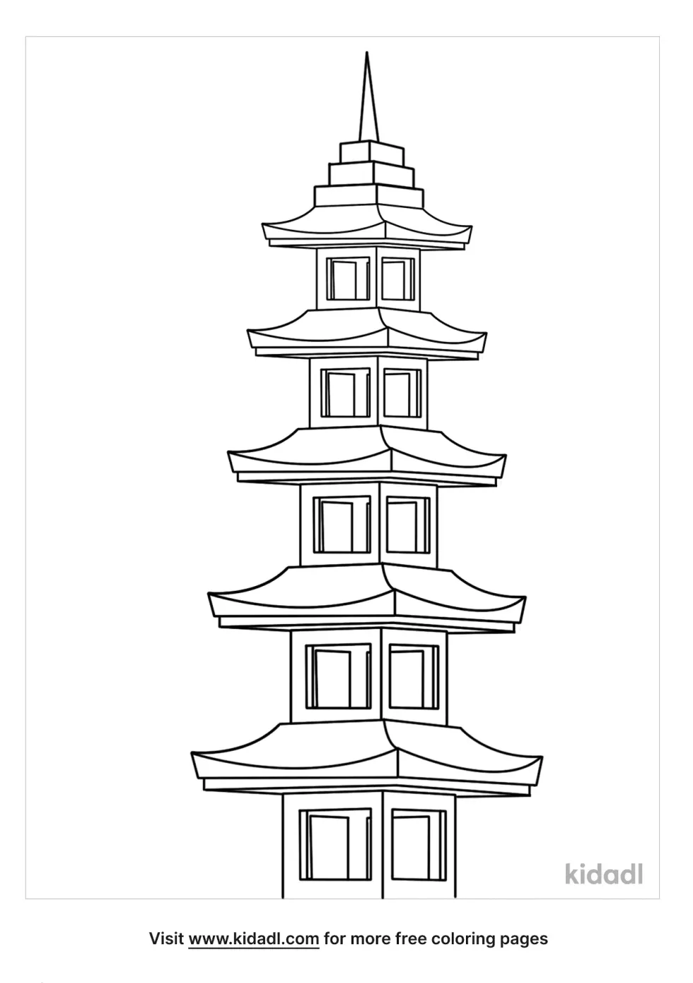 Chinese Pagoda Coloring Page | Kidadl