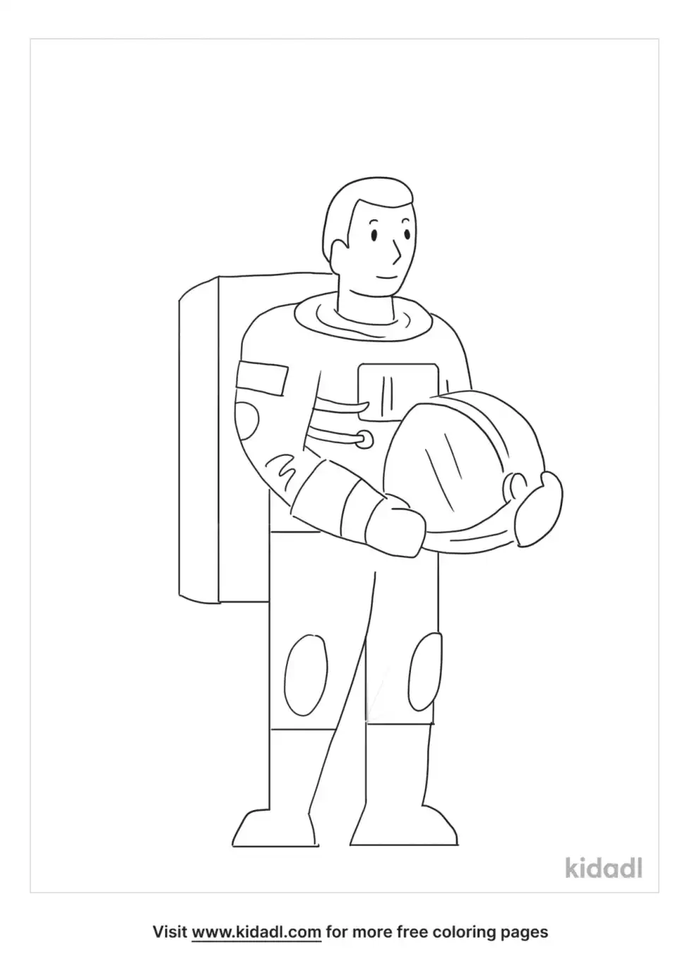 Astronaut Holding Helmet Coloring Page