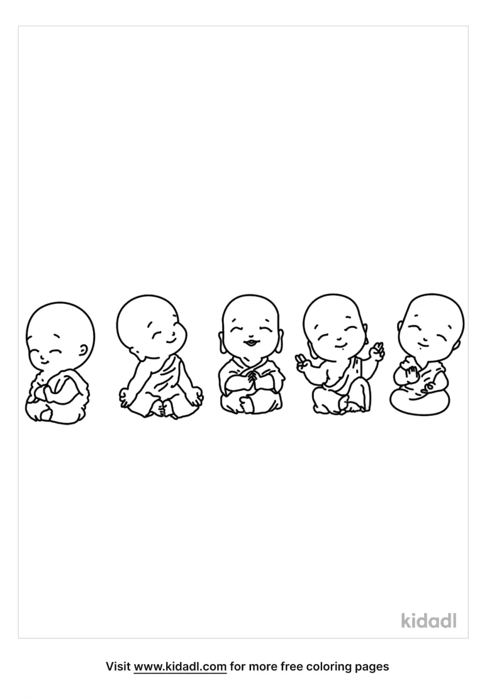 5 Buddhas Coloring Page