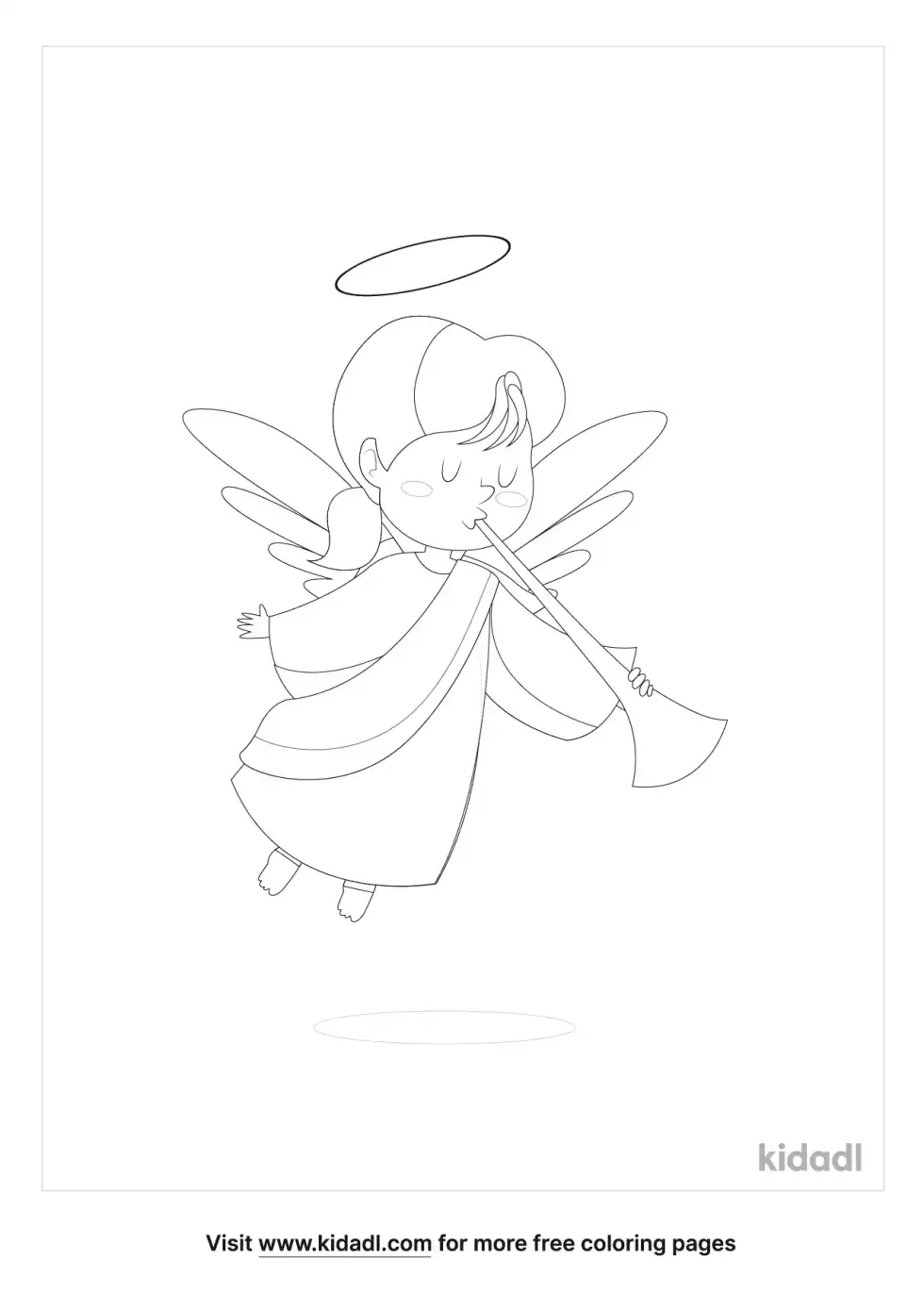 Angel Blowing Horn Coloring Page