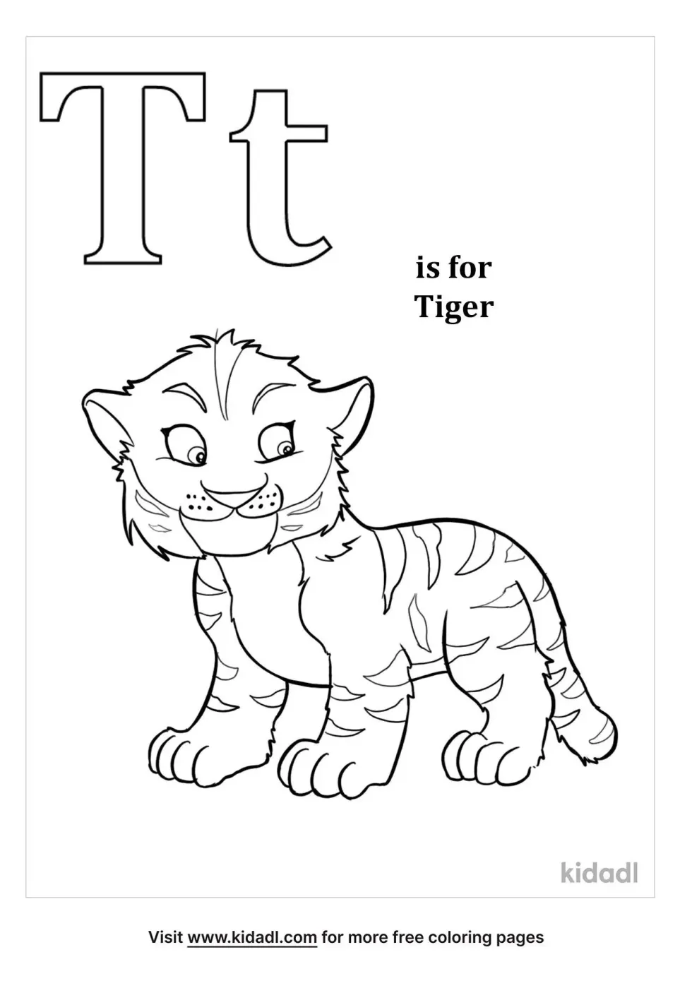 T Is For Tiger Coloring Page