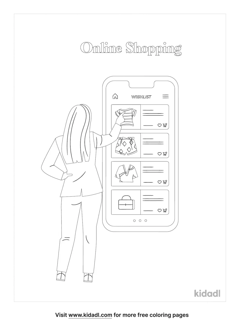 Online Shopping Coloring Page