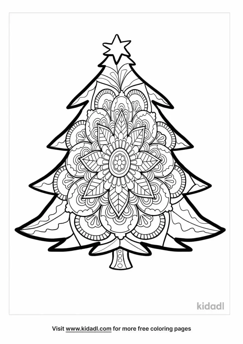 Christmas Tree Mandala Coloring Page