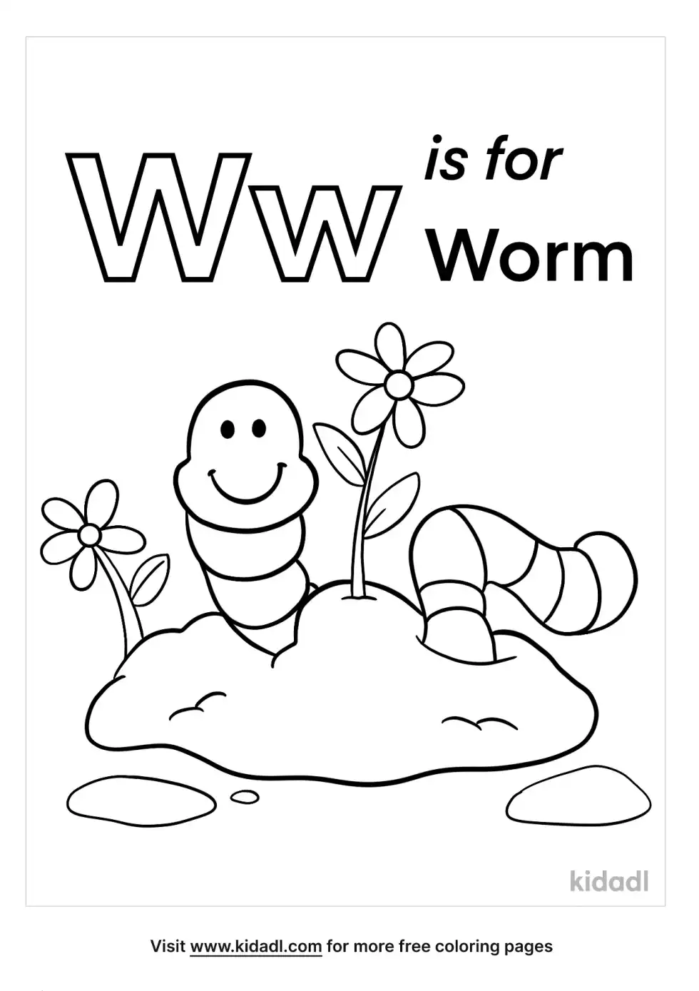 W Is For Worm Coloring Page