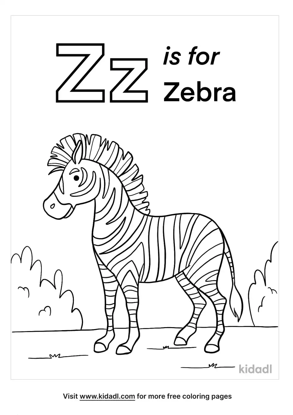 Z Is For Zebra Coloring Page
