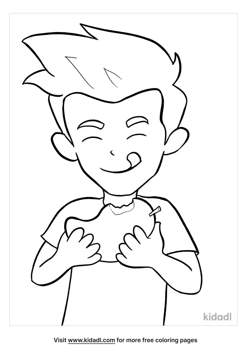 Boy Eating Mango Coloring Page