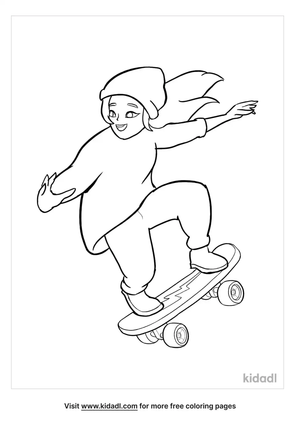 Girl Skateboarding Coloring Page
