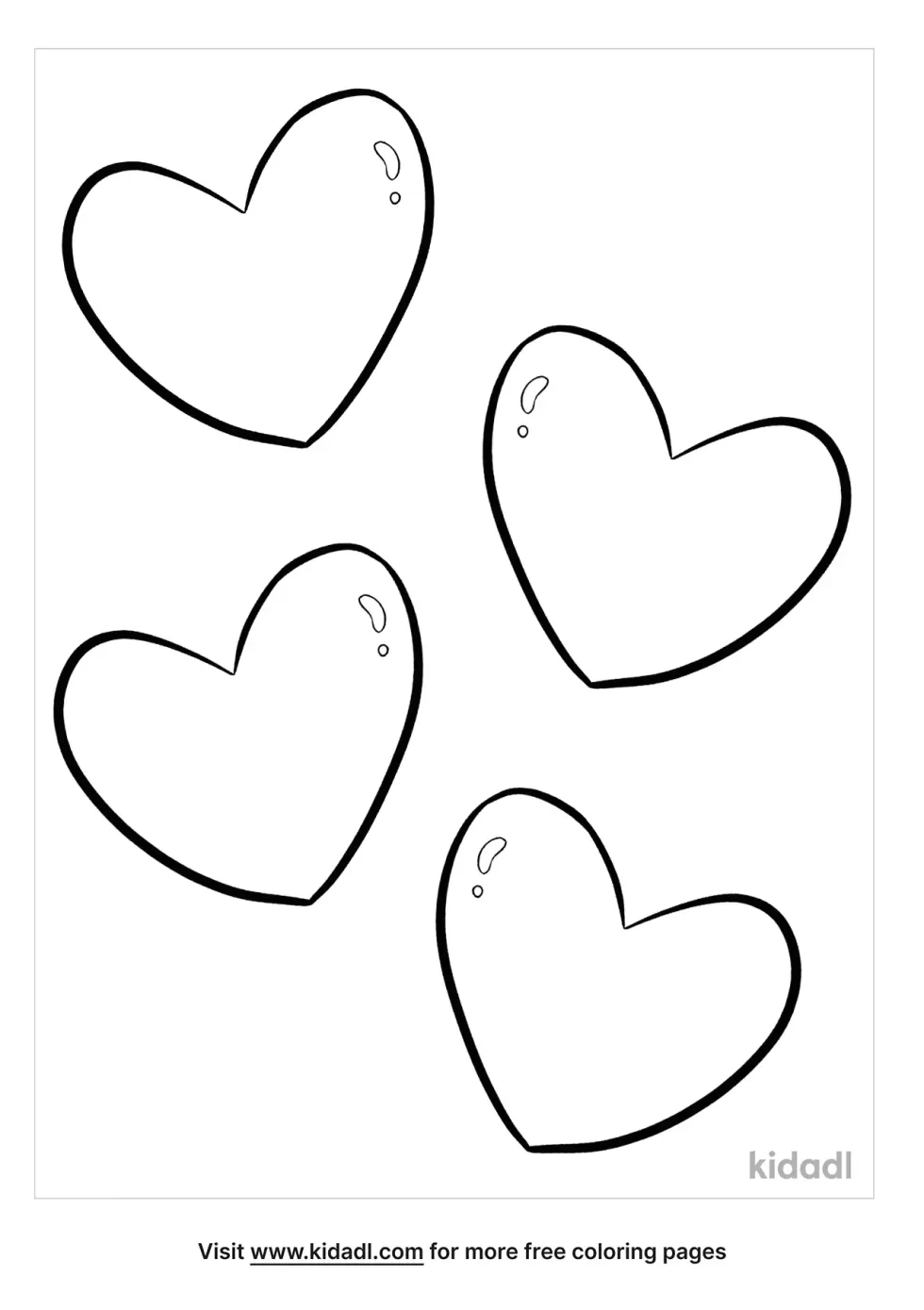 4 Hearts Coloring Page