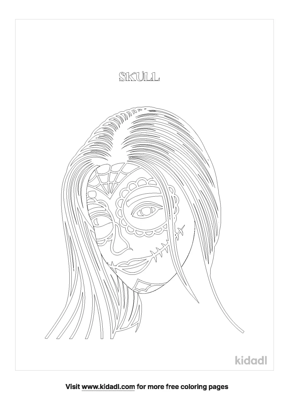 Skull With Hair Coloring Page