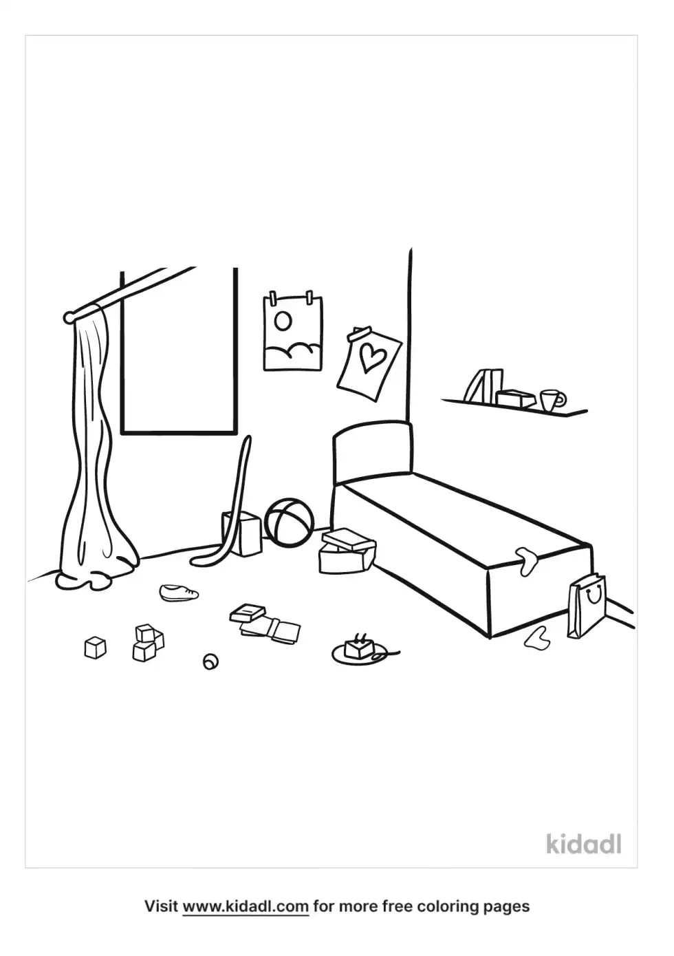 Cluttered Room Coloring Page