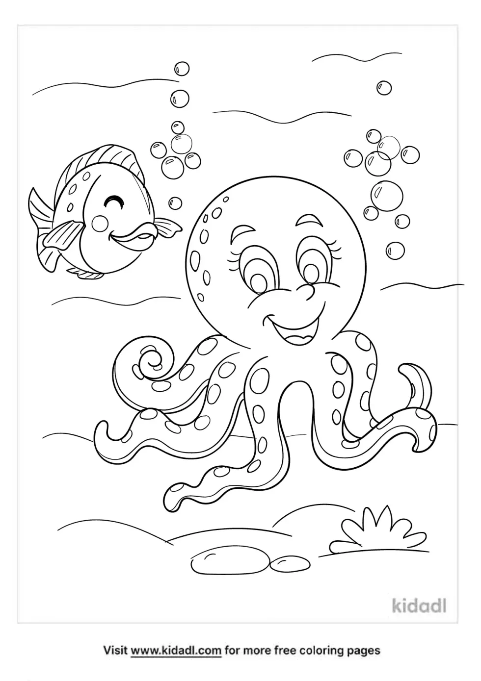 Octopus And Fish Coloring Page
