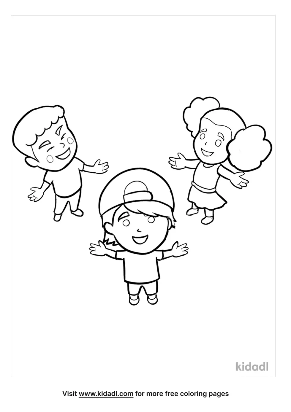 3 Children Coloring Page