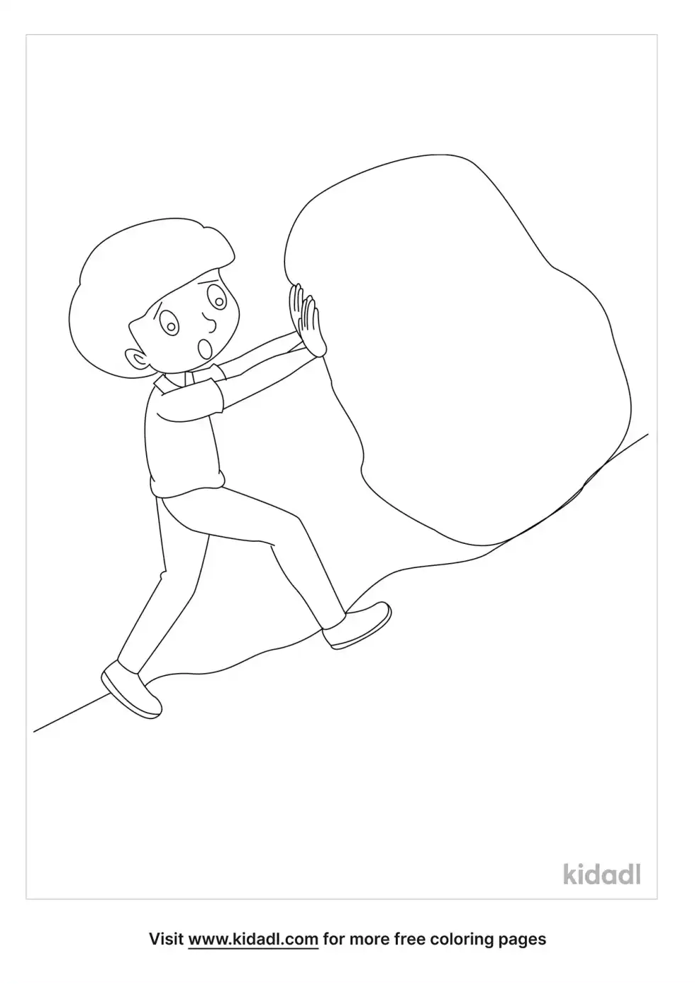 Person Pushing A Rock Coloring Page
