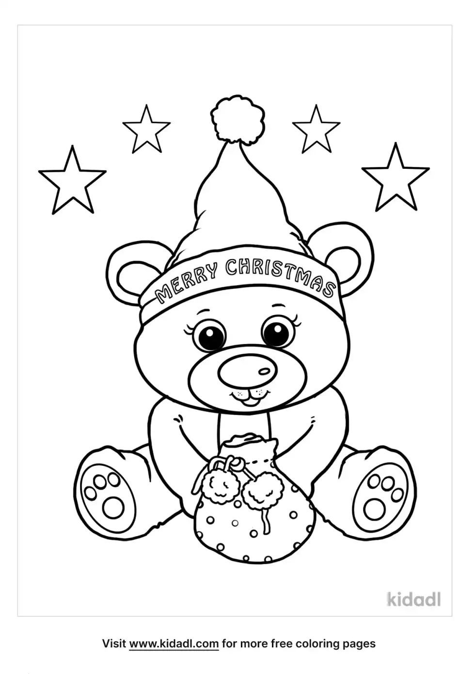 Christmas Bear Coloring Page