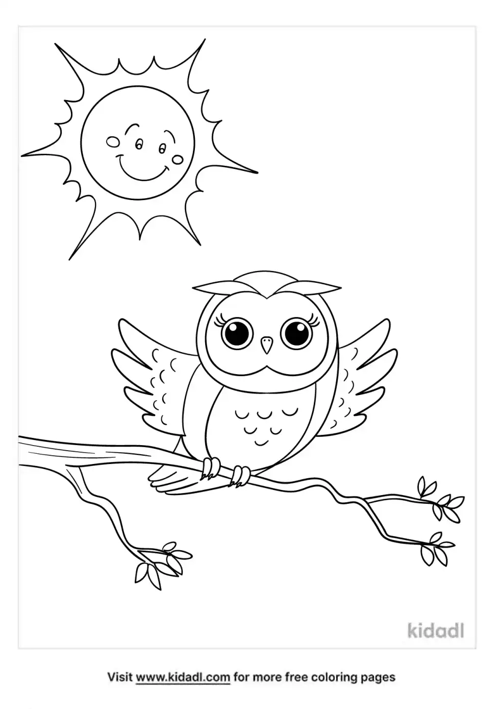 Owl And Sun Coloring Page