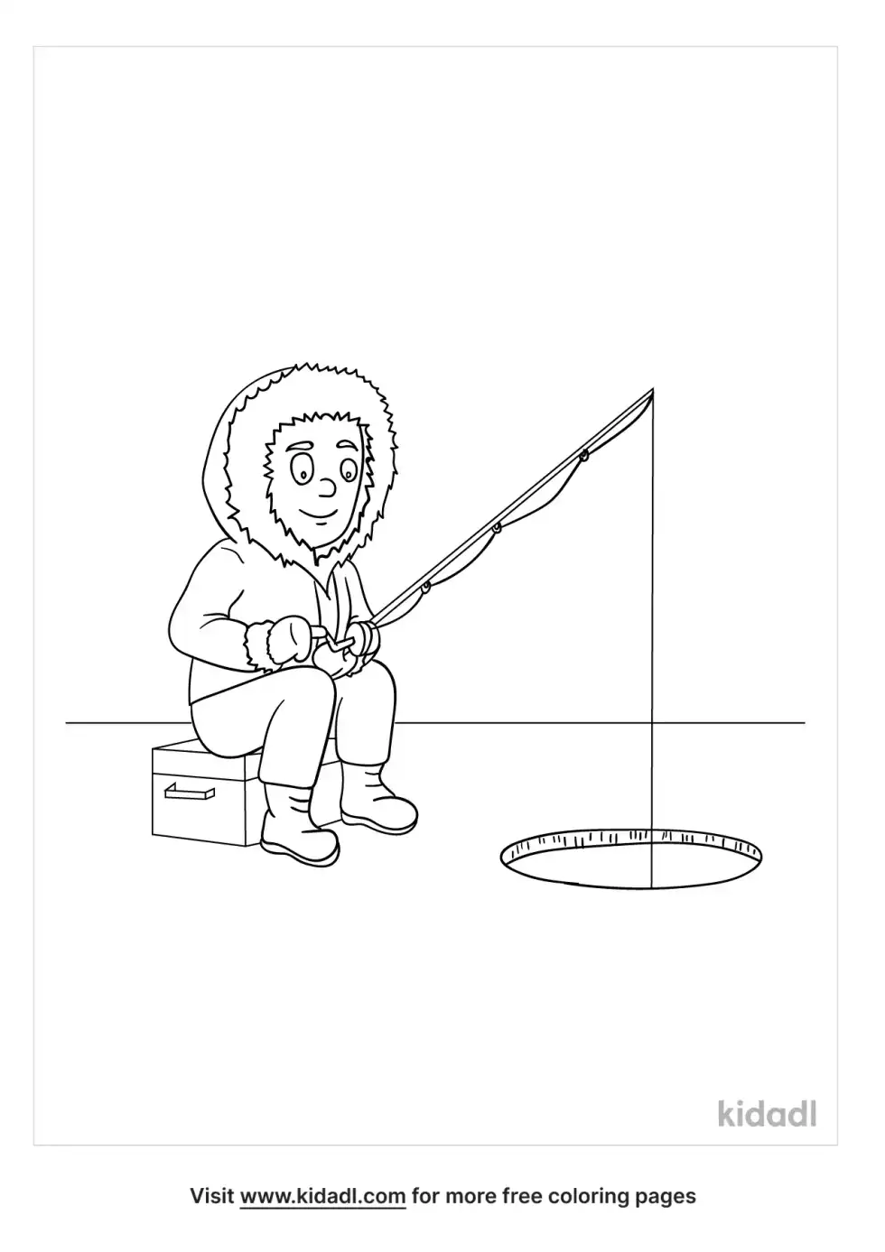 Icefishing Coloring Page