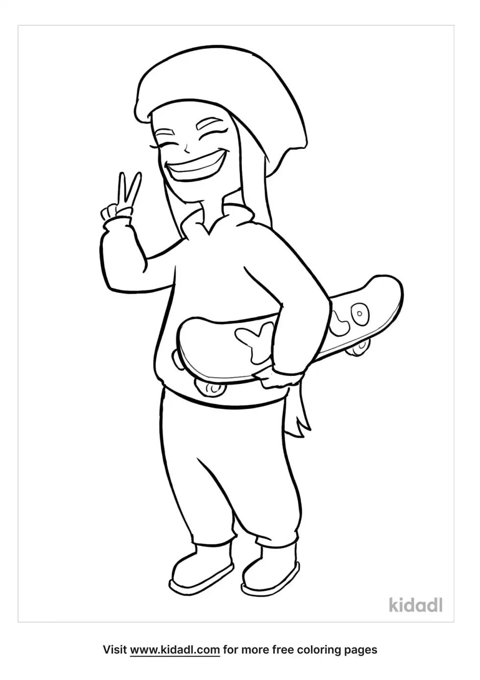 Girl With Skateboard Coloring Page