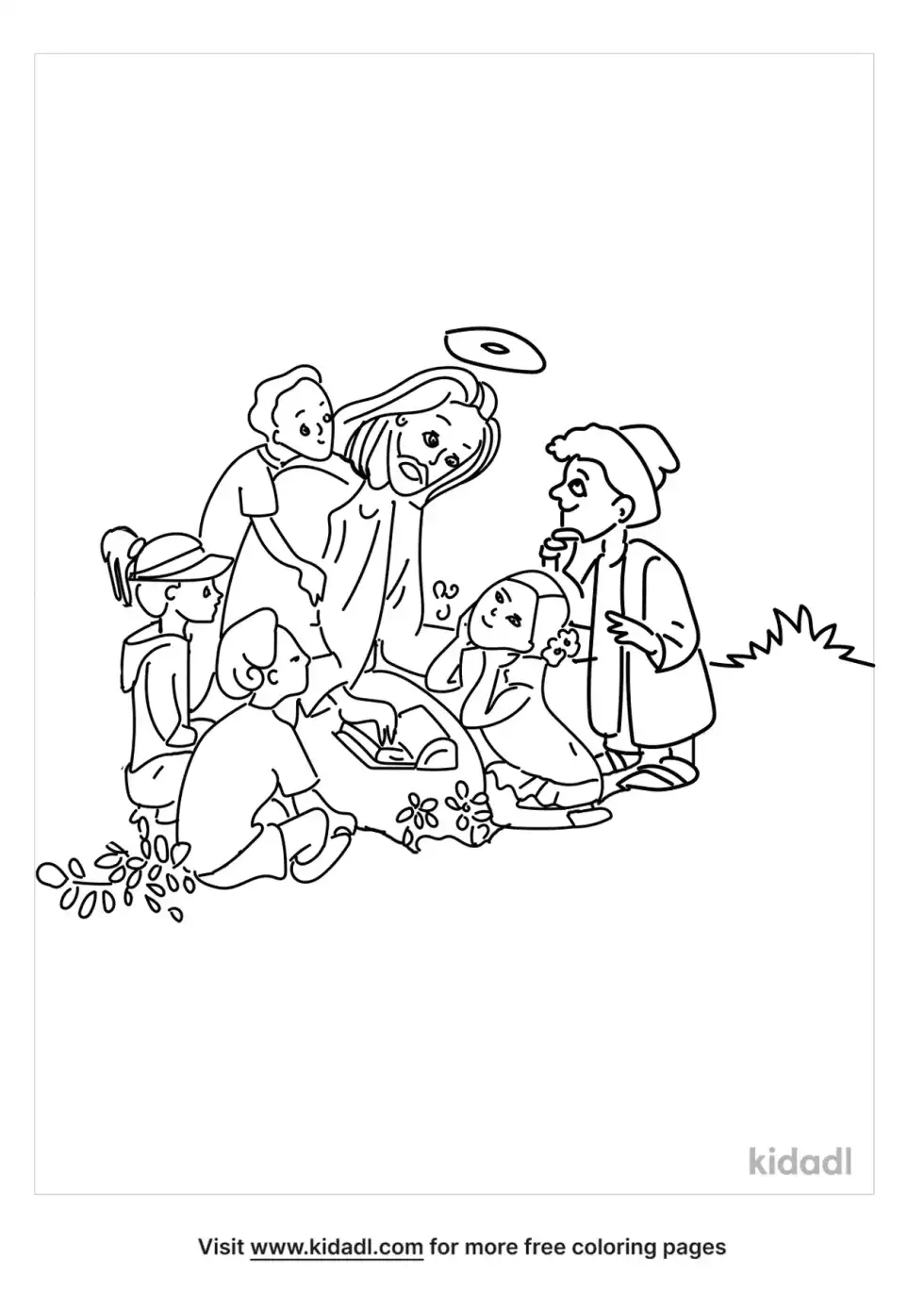 Jesus And Children Coloring Page