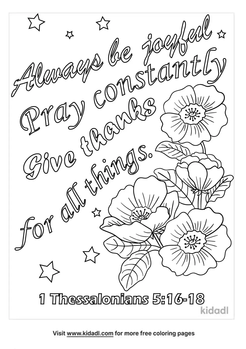 1 Thessalonians 5:16-18 Coloring Page