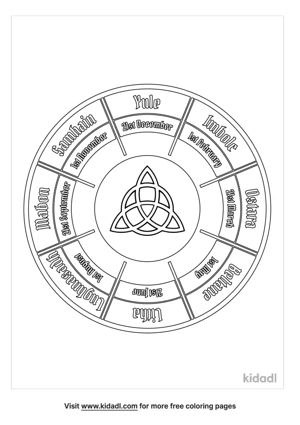 Wiccan Wheel Of The Year Coloring Page