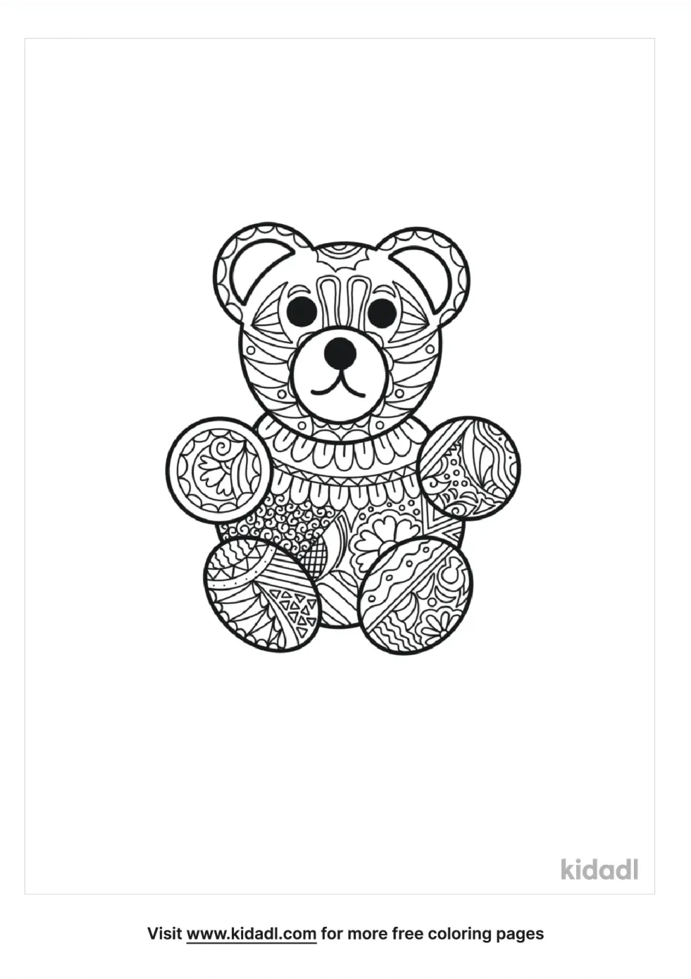 Teddy Bear Doodle Coloring Page