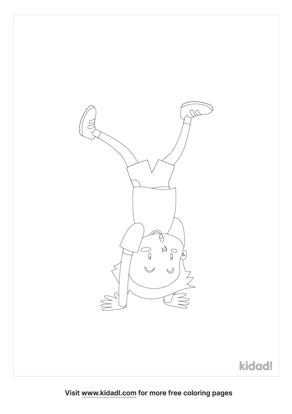 Kids Upside Down Coloring Page