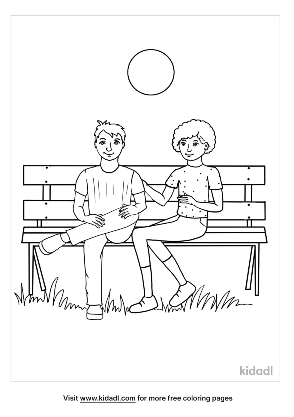 2 People Sitting Coloring Page