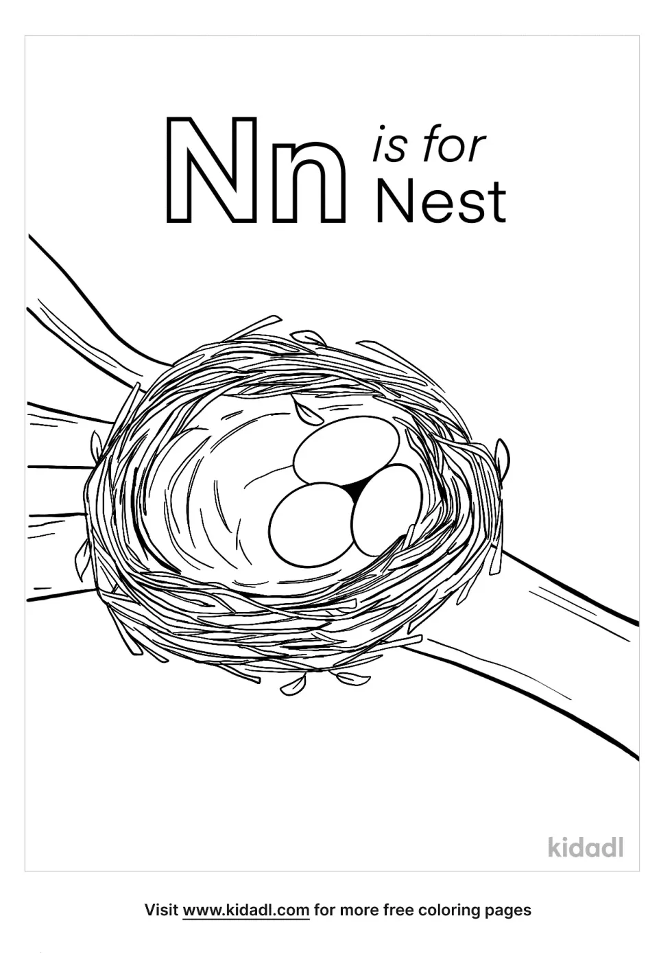 N Is For Nest Coloring Page