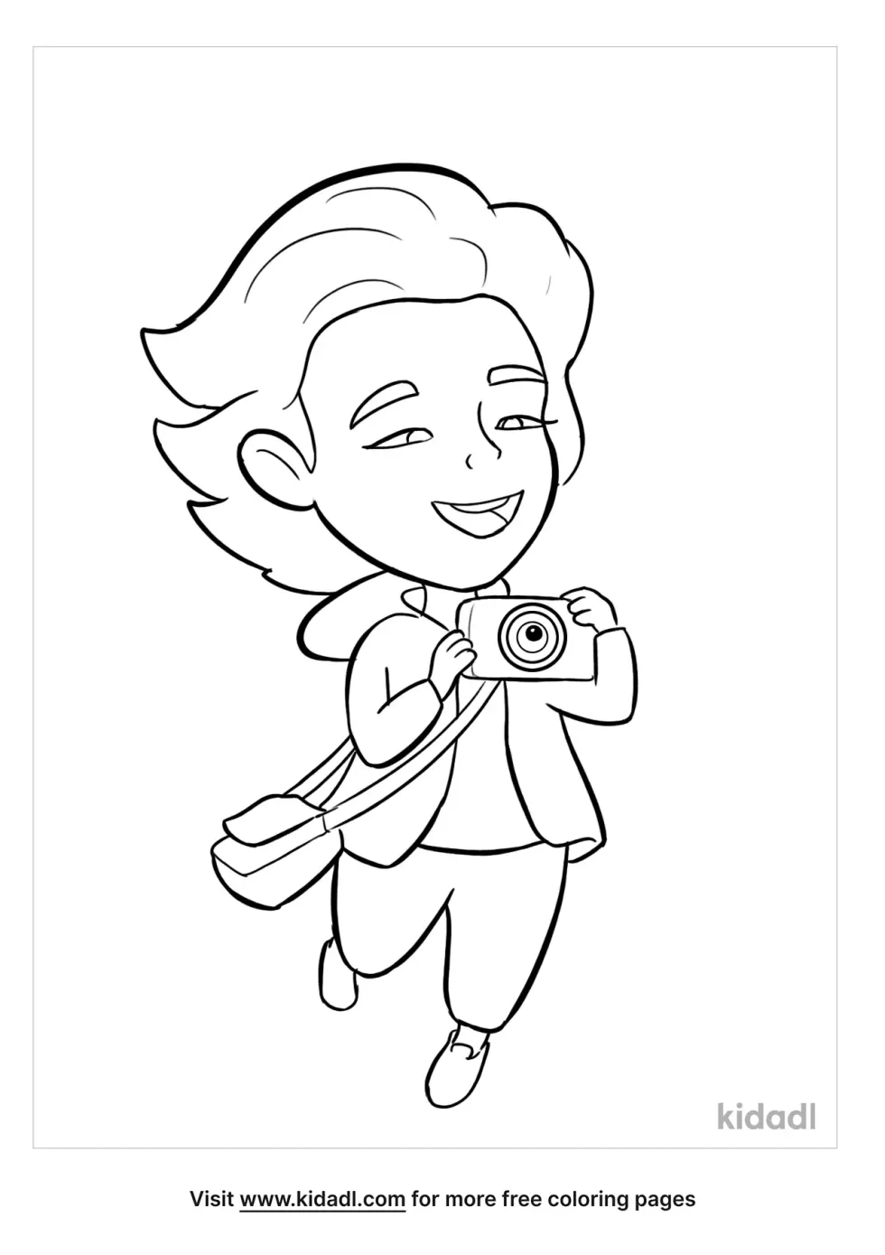 Girl Holding A Camera Coloring Page