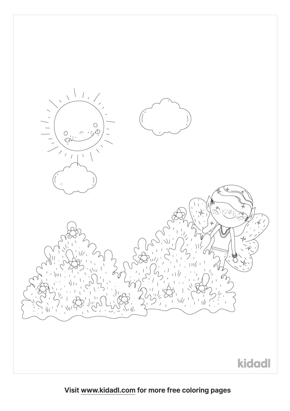 Baby Fairy Bush Cute Coloring Page