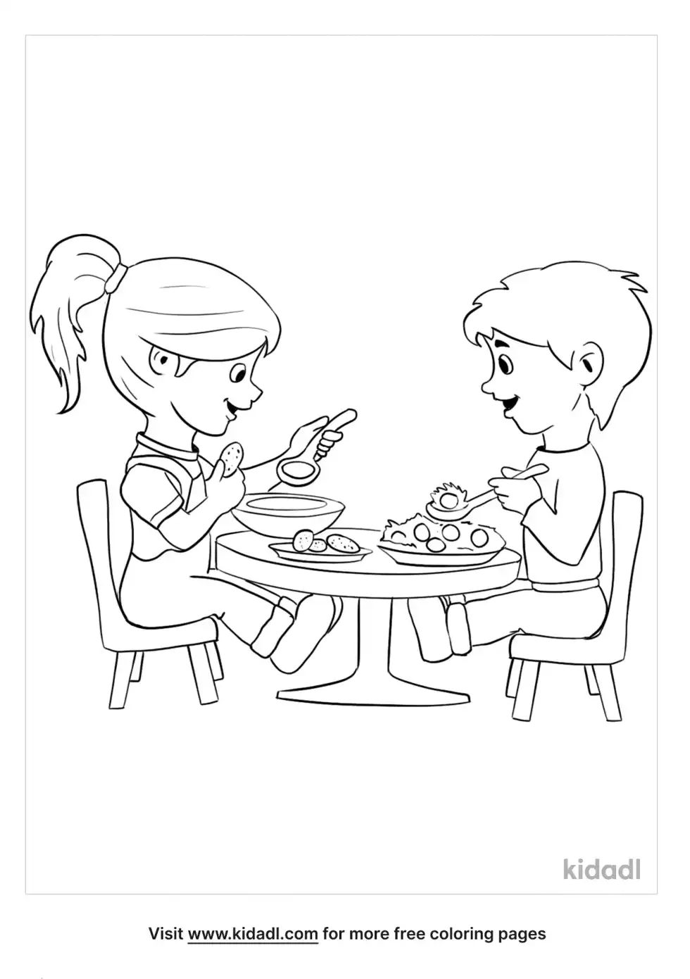 Sharing At Lunch Coloring Page