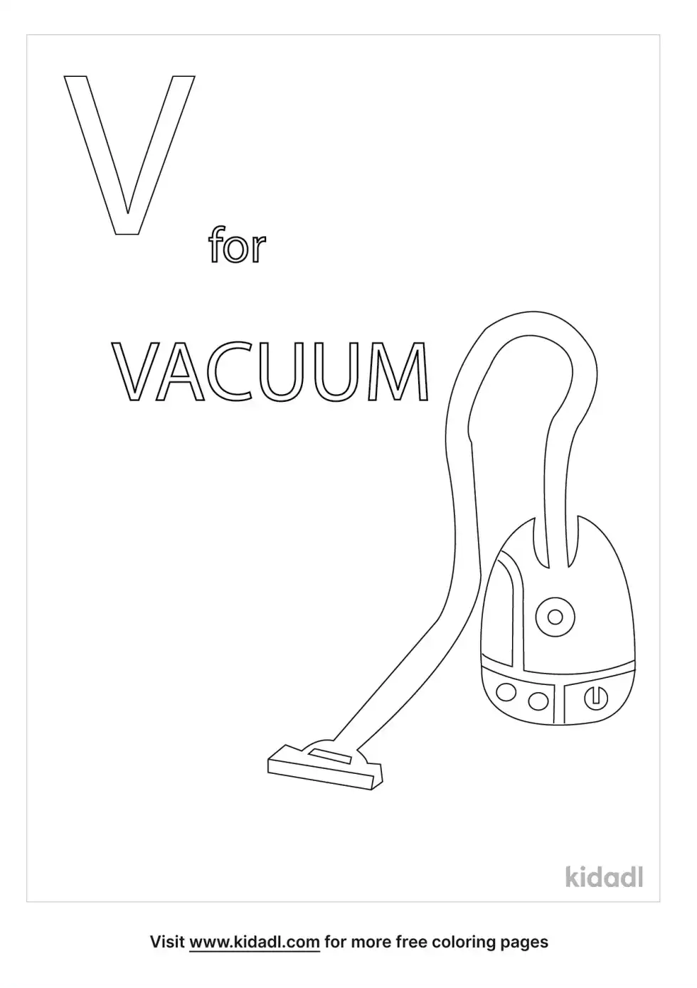V Is For Vacuum Coloring Page