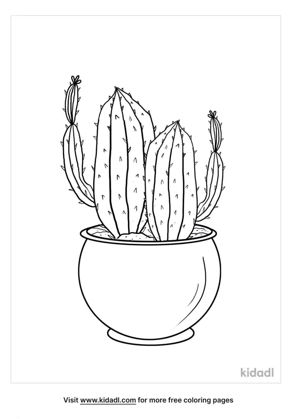 Cactus In Pot Coloring Page