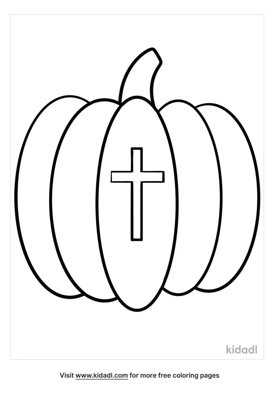 Pumpkin With Cross Coloring Page