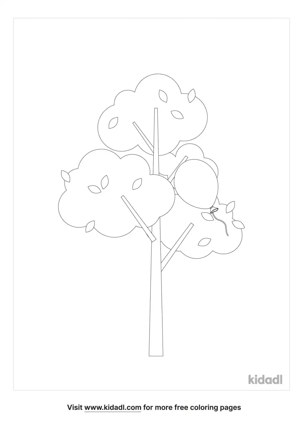 Balloon In A Tree Coloring Page